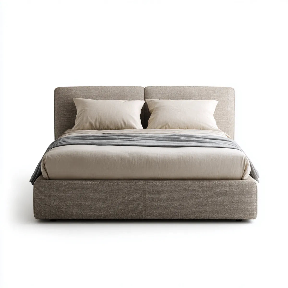 Letto matrimoniale imbottito tortora 160 x 200 cm in poliestere rettangolare