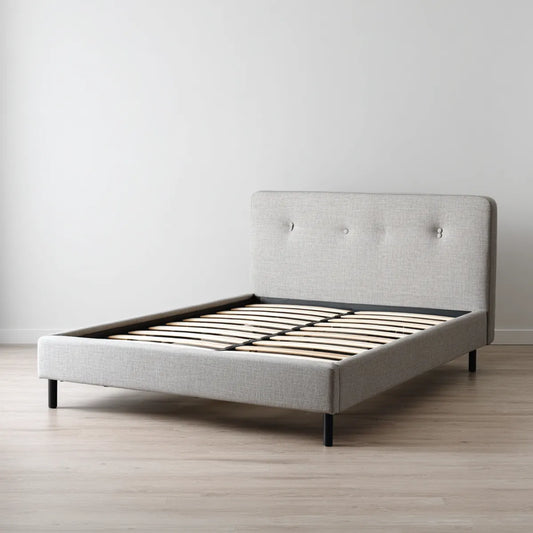 Letto matrimoniale con rete a doghe grigio chiaro 160 x 200 cm in poliestere rettangolare 165 x 210 x 100 cm