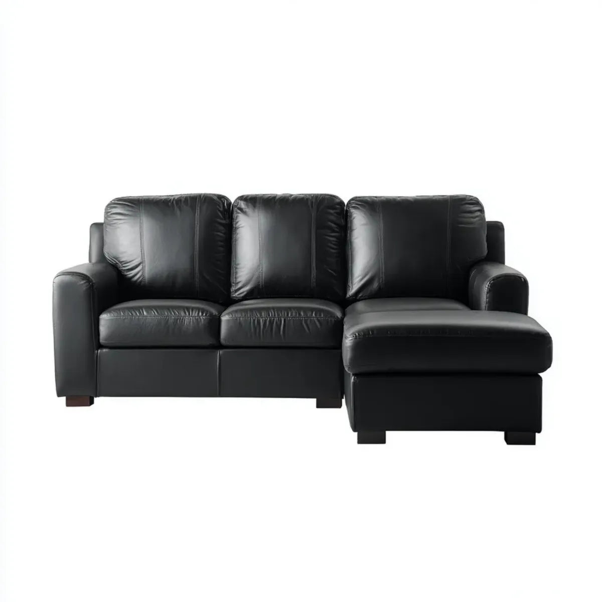 Divano angolare 3 posti nero 195 x 140 x 90 cm in pelle sintetica PU a L