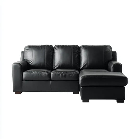 Divano angolare 3 posti nero 195 x 140 x 90 cm in pelle sintetica PU a L