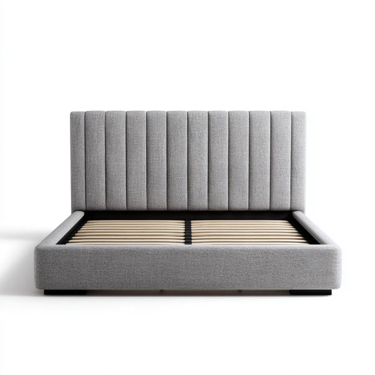 Letto matrimoniale imbottito grigio in poliestere con rete a doghe 160 x 200 cm rettangolare