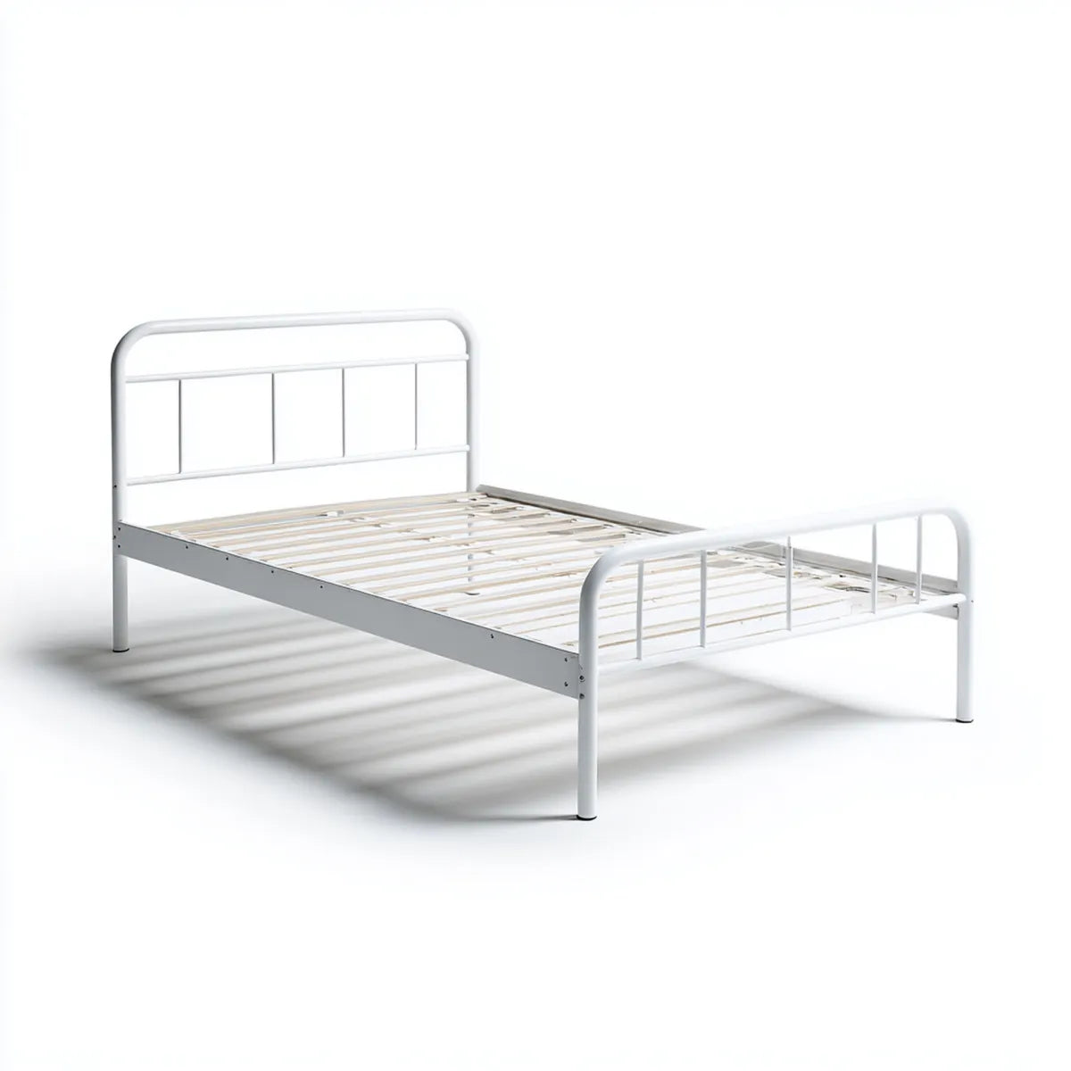 Letto singolo con rete a doghe bianco 90 x 190 cm in acciaio rettangolare