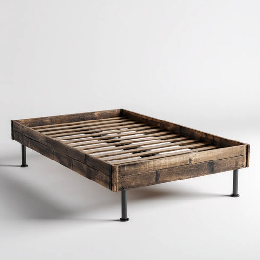 Struttura letto matrimoniale 160 x 200 cm marrone scuro in legno massello rettangolare con rete a doghe