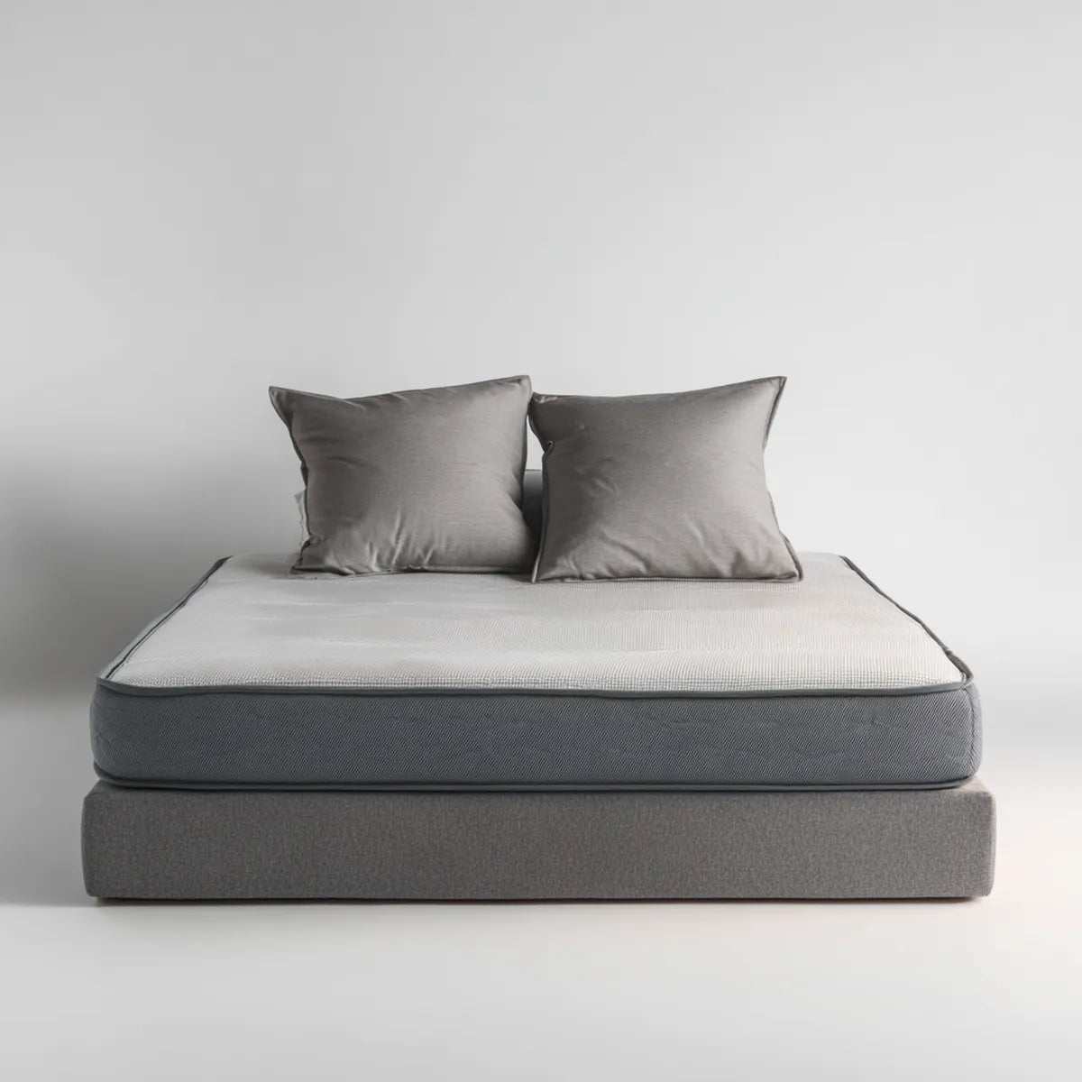 Set letto matrimoniale imbottito grigio 160 x 200 cm in poliestere rettangolare