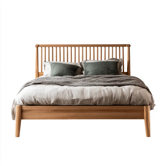 Letto matrimoniale in legno massello di rovere naturale 160 x 200 cm rettangolare
