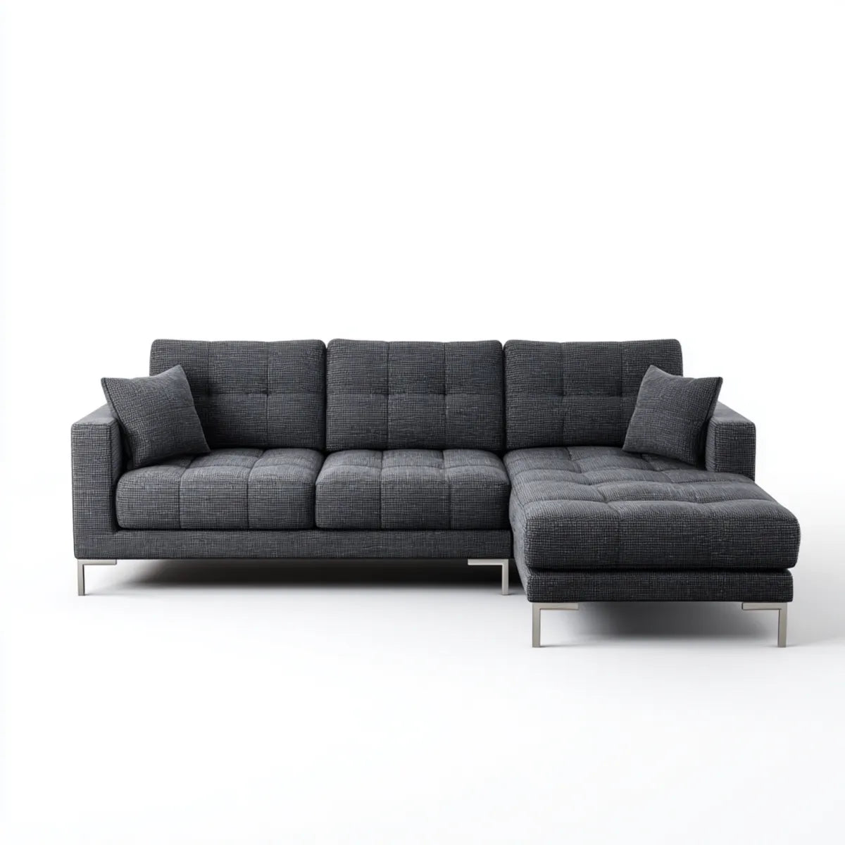 Divano angolare 4 posti grigio scuro con chaise longue destra 270 x 160 x 85 cm in poliestere a L