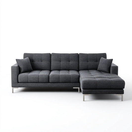 Divano angolare 4 posti grigio scuro con chaise longue destra 270 x 160 x 85 cm in poliestere a L