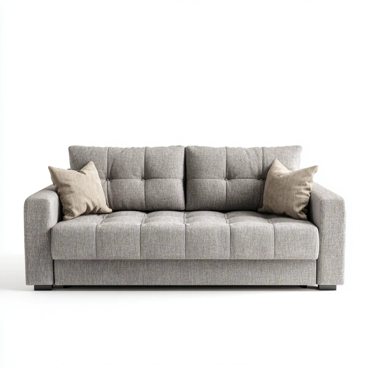 Divano 3 posti grigio chiaro in poliestere rettangolare 220 x 95 x 90 cm