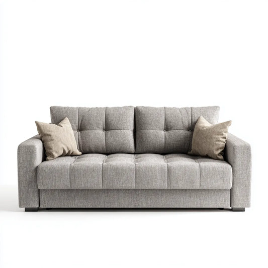 Divano 3 posti grigio chiaro in poliestere rettangolare 220 x 95 x 90 cm